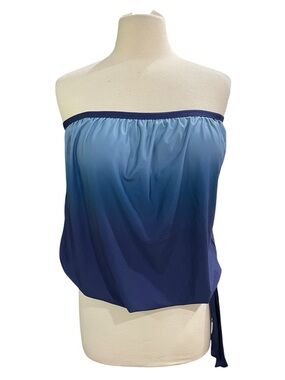 Athena Strapless Blouson Swim Top SZ 36 B/C Ombre Blue